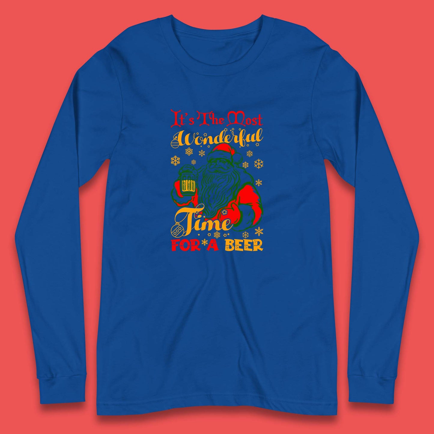 santa drinking beer long sleeve t shirt