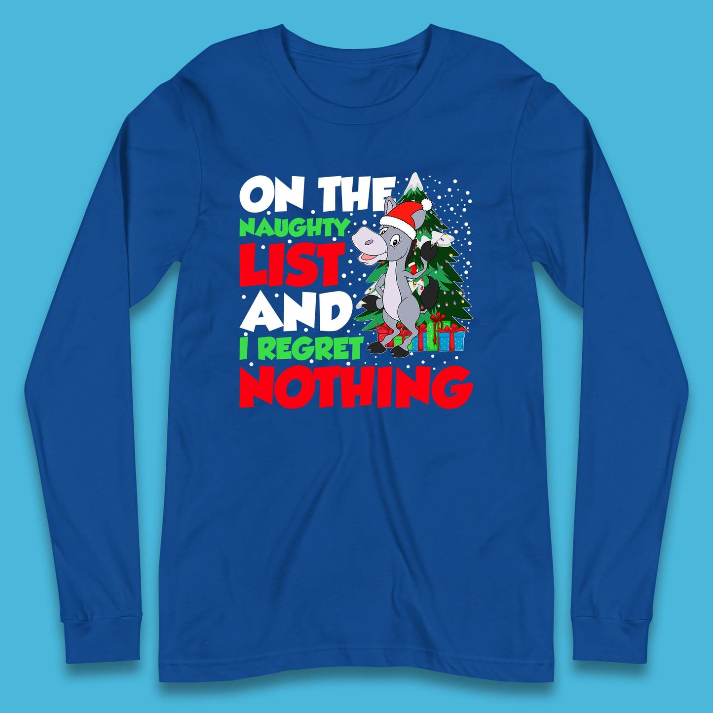 Donkey Christmas Naughty List Long Sleeve T-Shirt