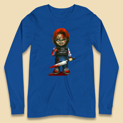 Chucky Mug Shot Chicago Police Dept Ray Charles Lee Chucky Halloween Horror Movie Long Sleeve T Shirt