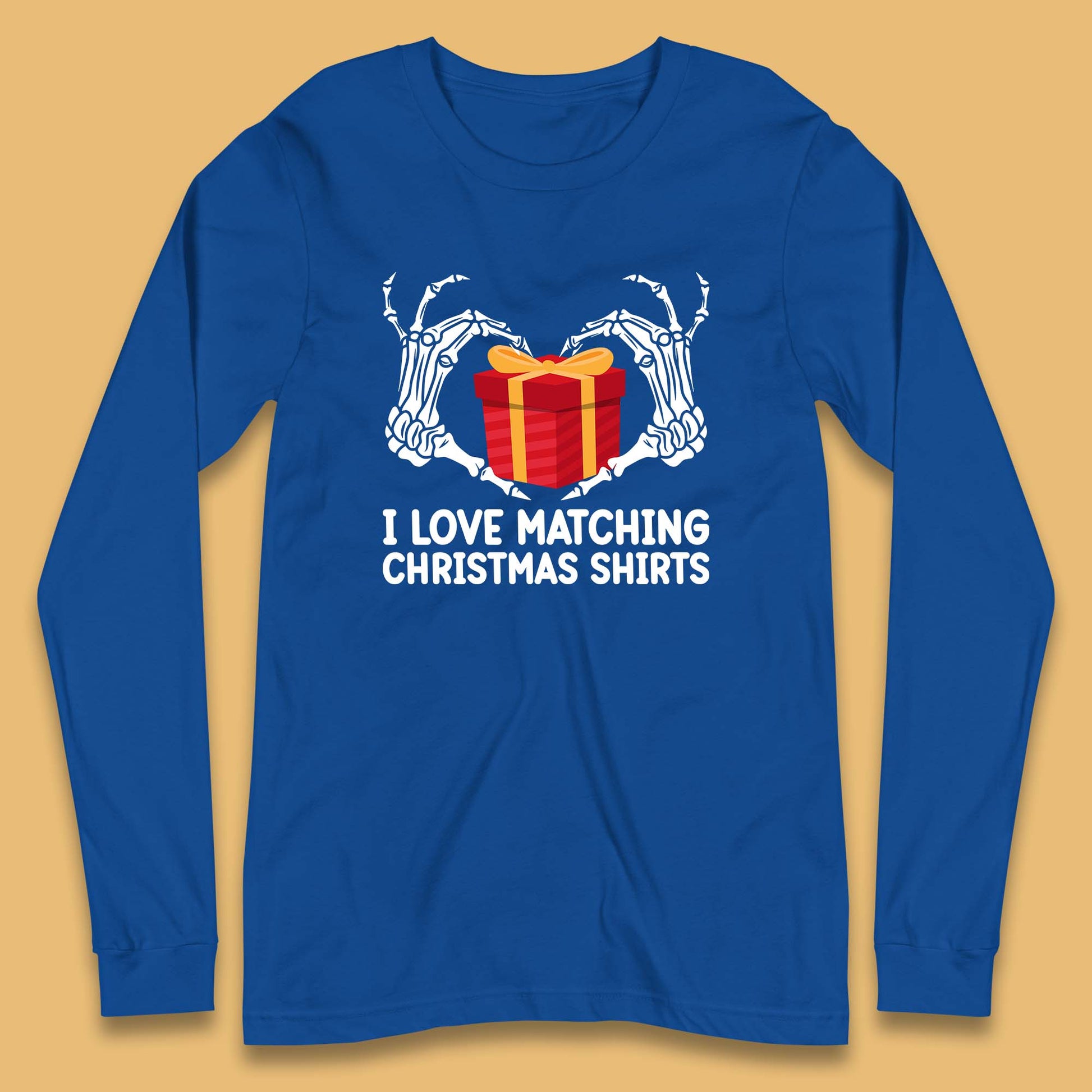 skeleton hands gift box christmas long sleeve t shirt