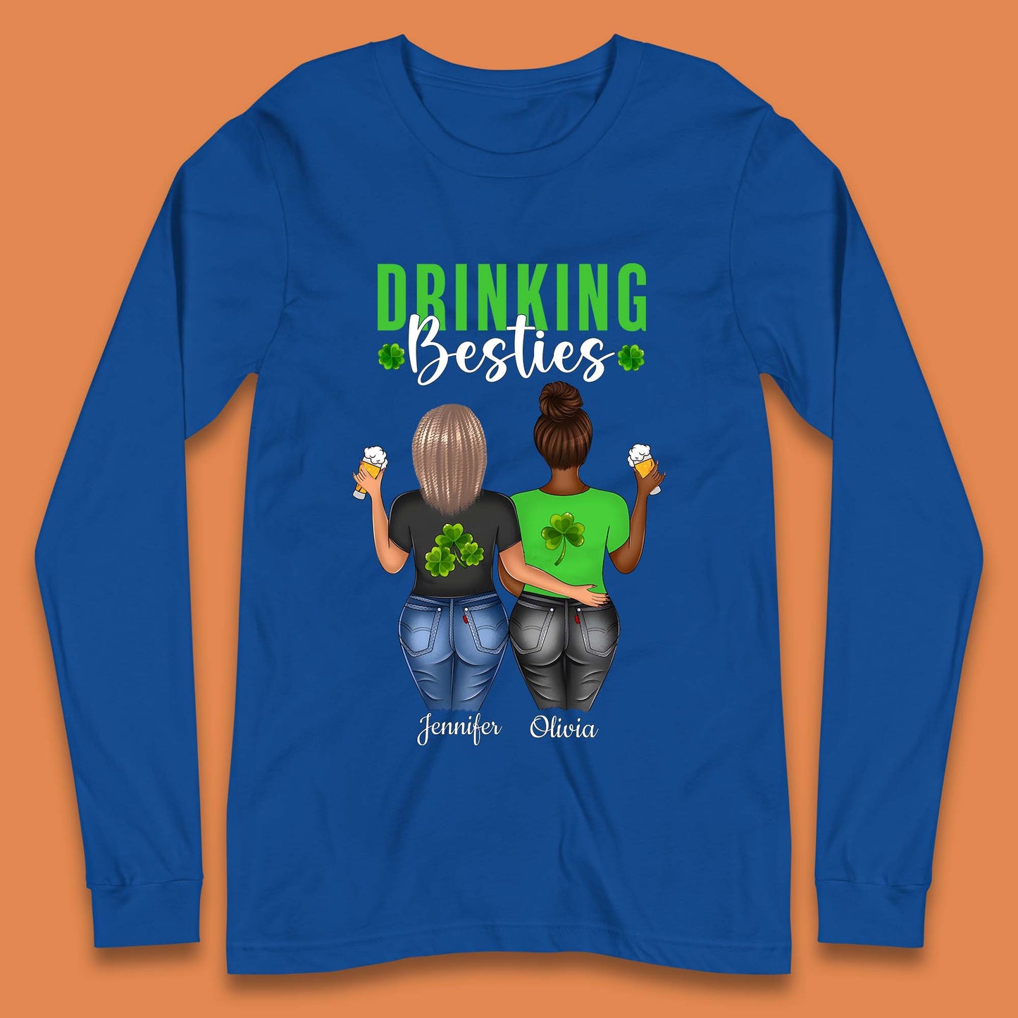 Personalised Drinking Besties Long Sleeve T-Shirt