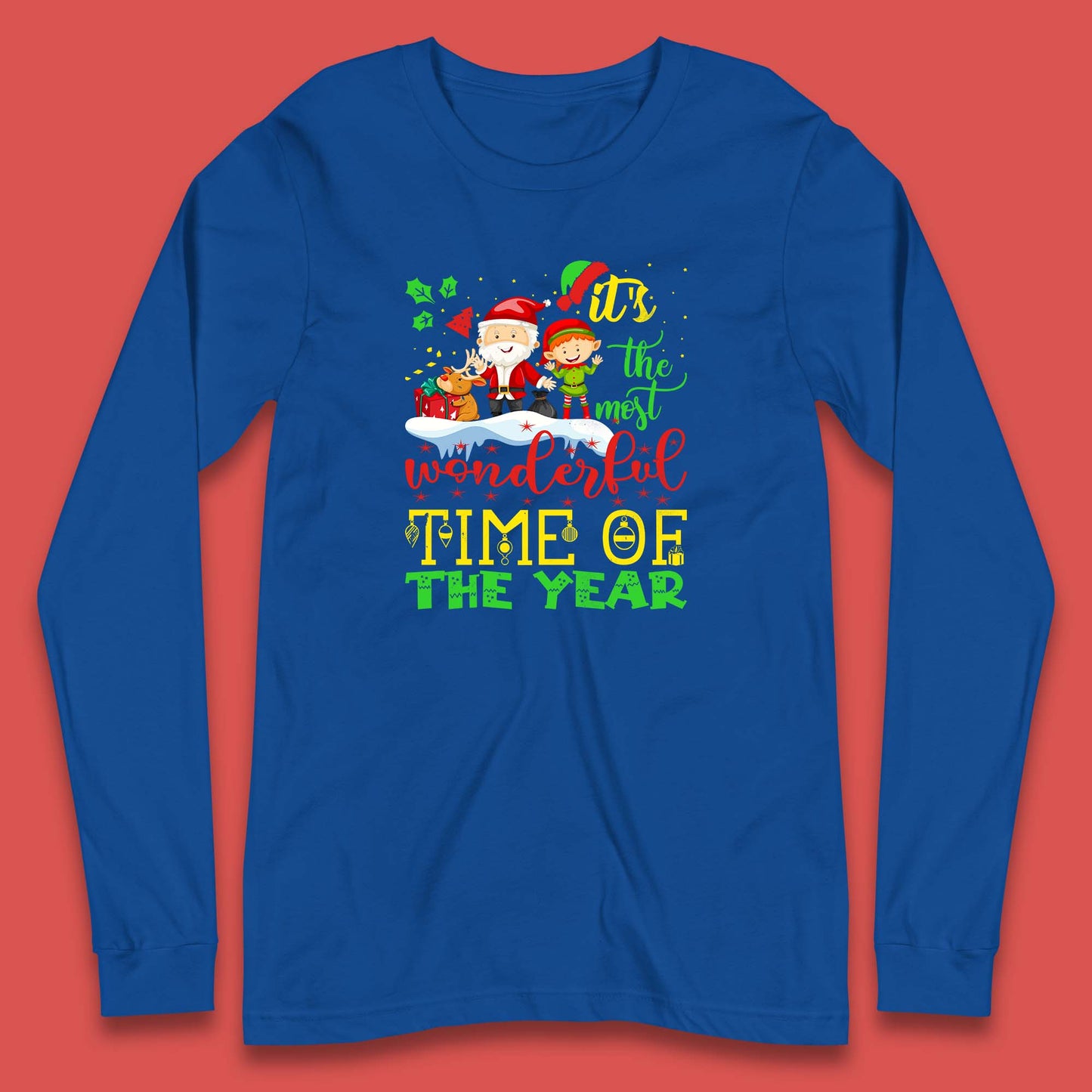 santa reindeer and elf long sleeve top