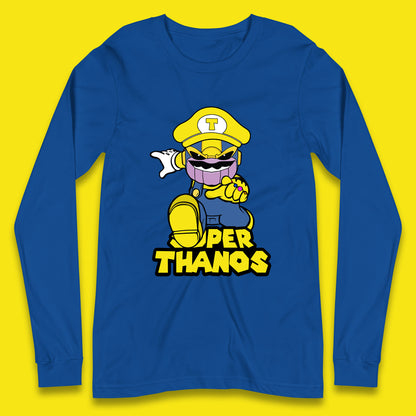 Super Thanos Marvel Infinity Gauntlet Super Mario Spoof Marvel Nintendo Game Series Wario Thanos Fictional Character Long Sleeve T Shirt