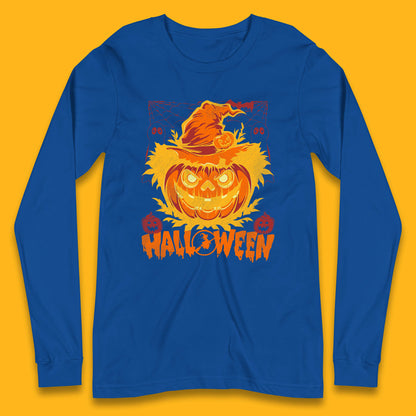 Halloween Scary Pumpkin Face Jack O Lantern Horror Halloween Night Long Sleeve T Shirt