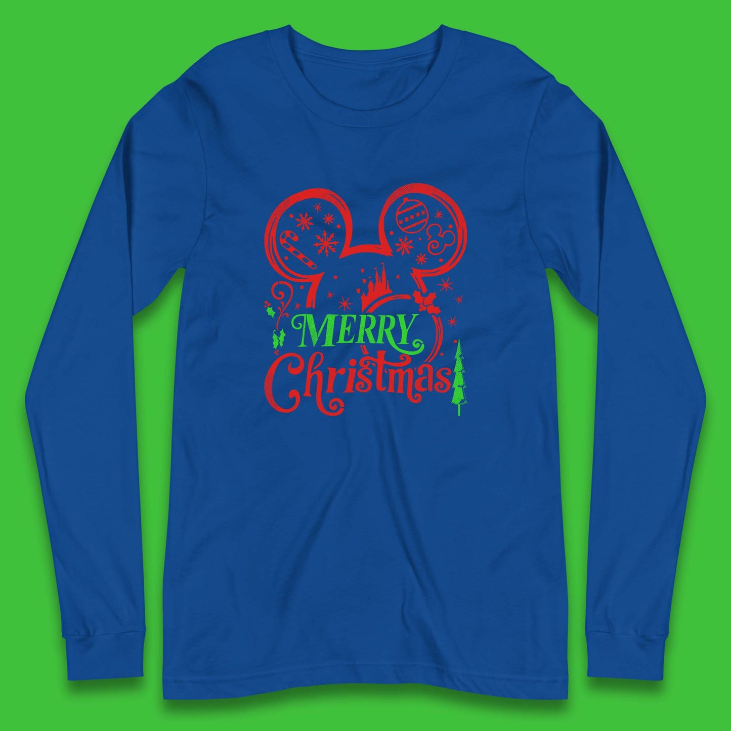 mickey mouse head christmas long sleeve t shirt