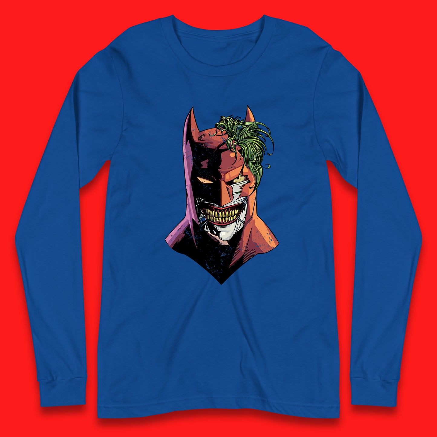 DC Comics Batman Mouth Wall Batman X The Joker Spoof Supervillain Comic Book Character Long Sleeve T Shirt