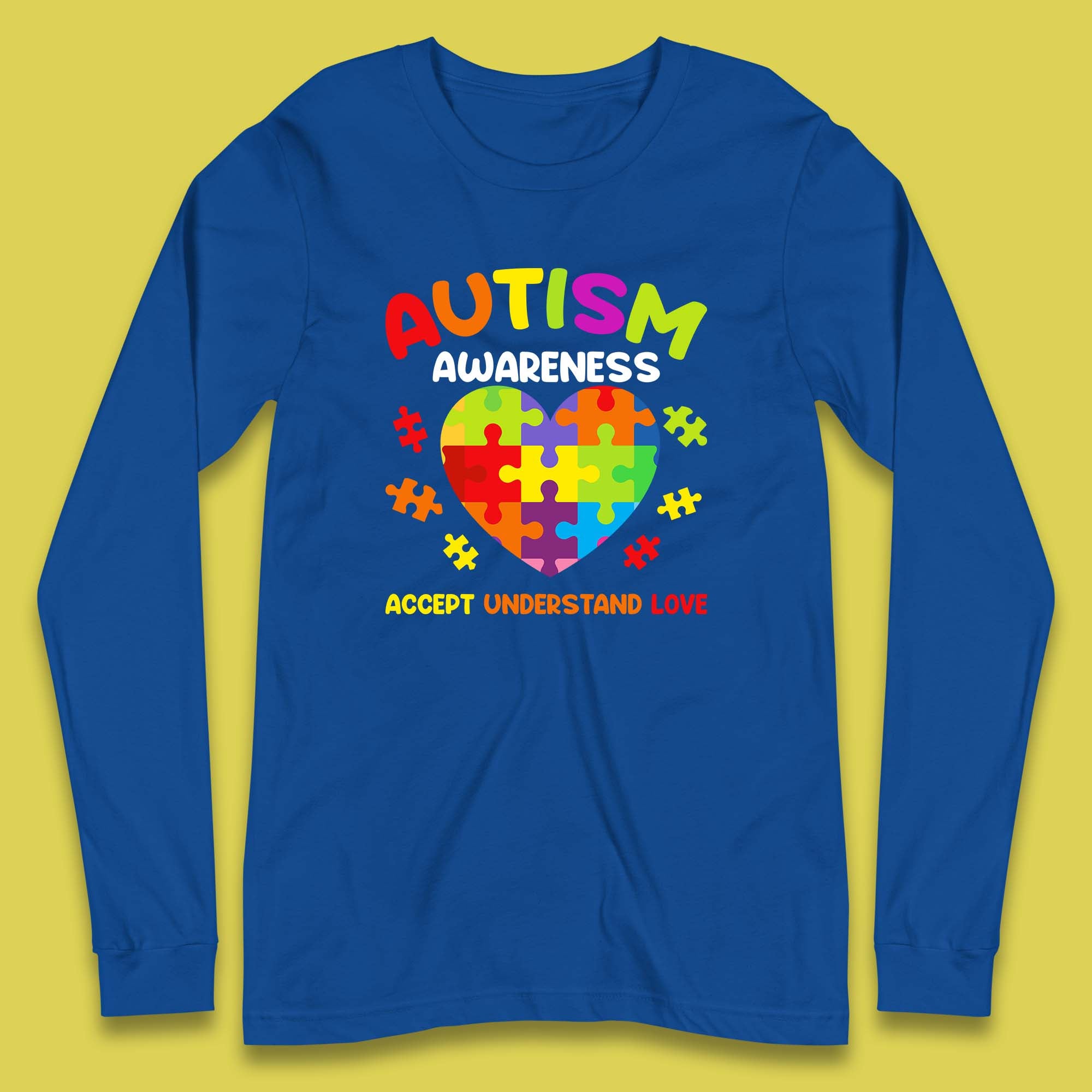 Autism Awareness Accept Understand Love Puzzle Heart Autism Support Long Sleeve T Shirt