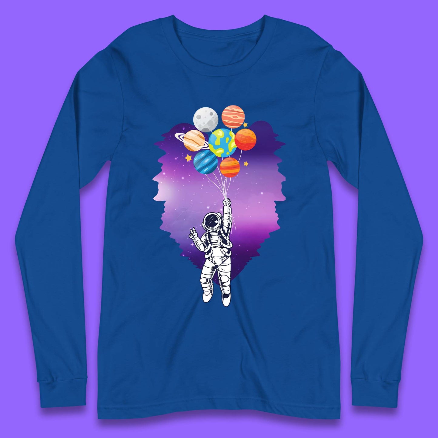 Astronaut Space Planets Balloons Long Sleeve T-Shirt