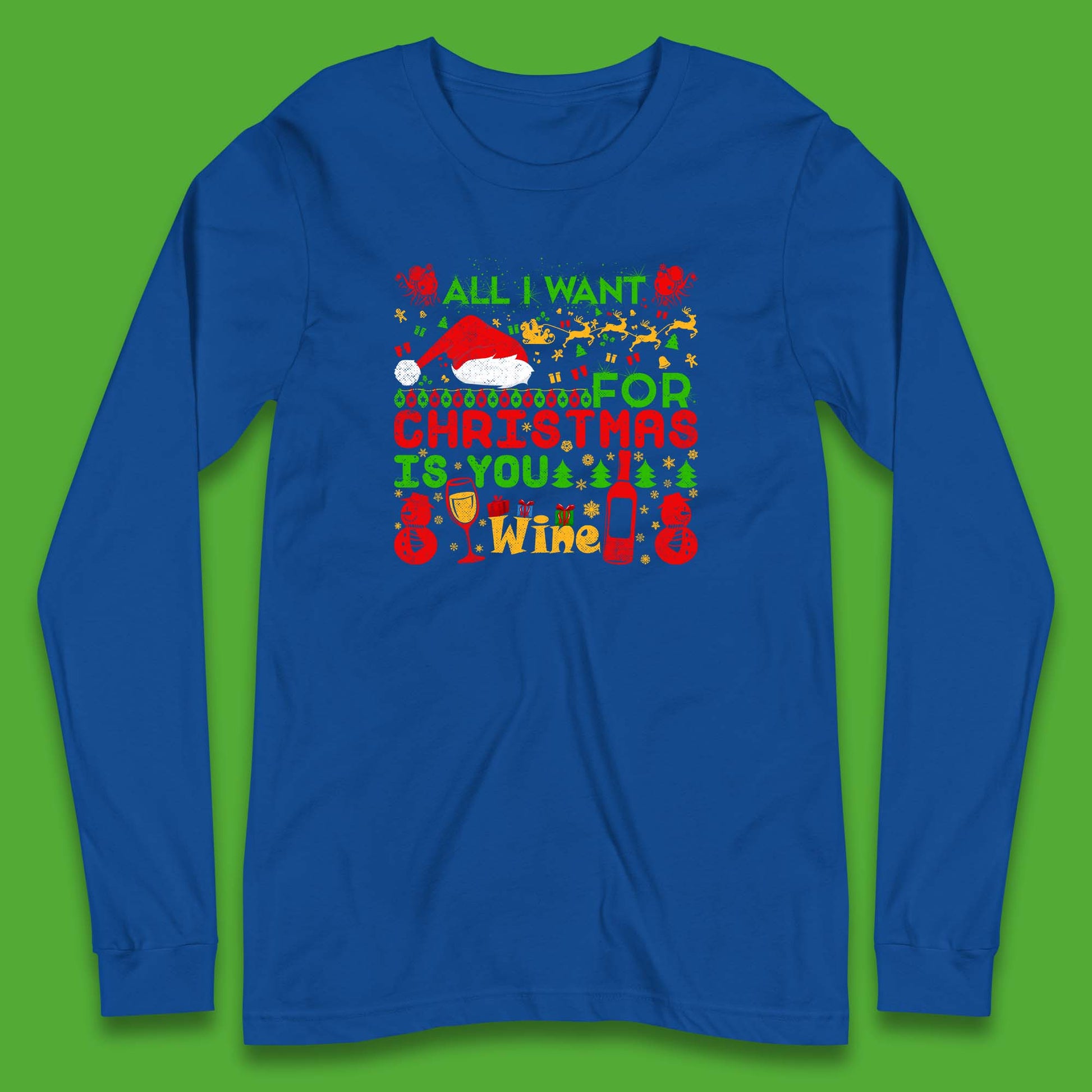 christmas wine long sleeve t shirt