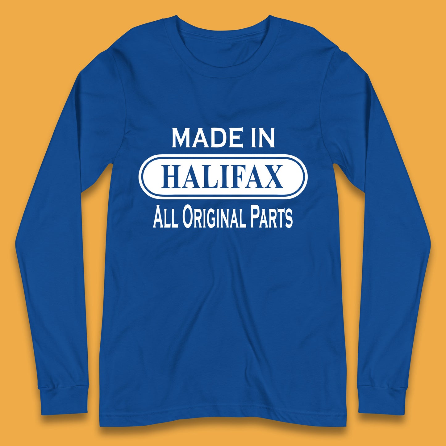 Made In Halifax All Original Parts Vintage Retro Birthday Town in West Yorkshire, England Gift Long Sleeve T Shirt