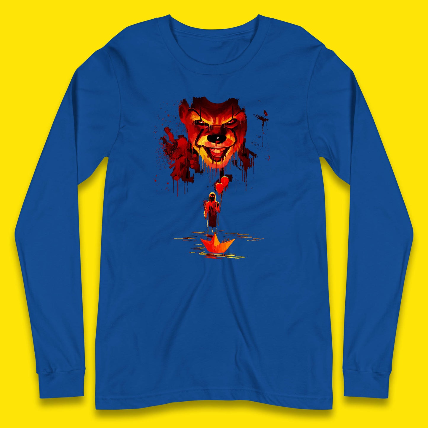 IT Clown Pennywise Halloween Horror Movie Character Serial Killer Clown Costume Long Sleeve T Shirt