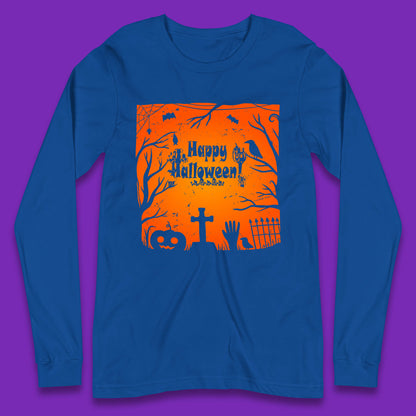 Happy Halloween Witch Hand Cross Sign Scary Pumpin Spooky Terrific Halloween Night Long Sleeve T Shirt
