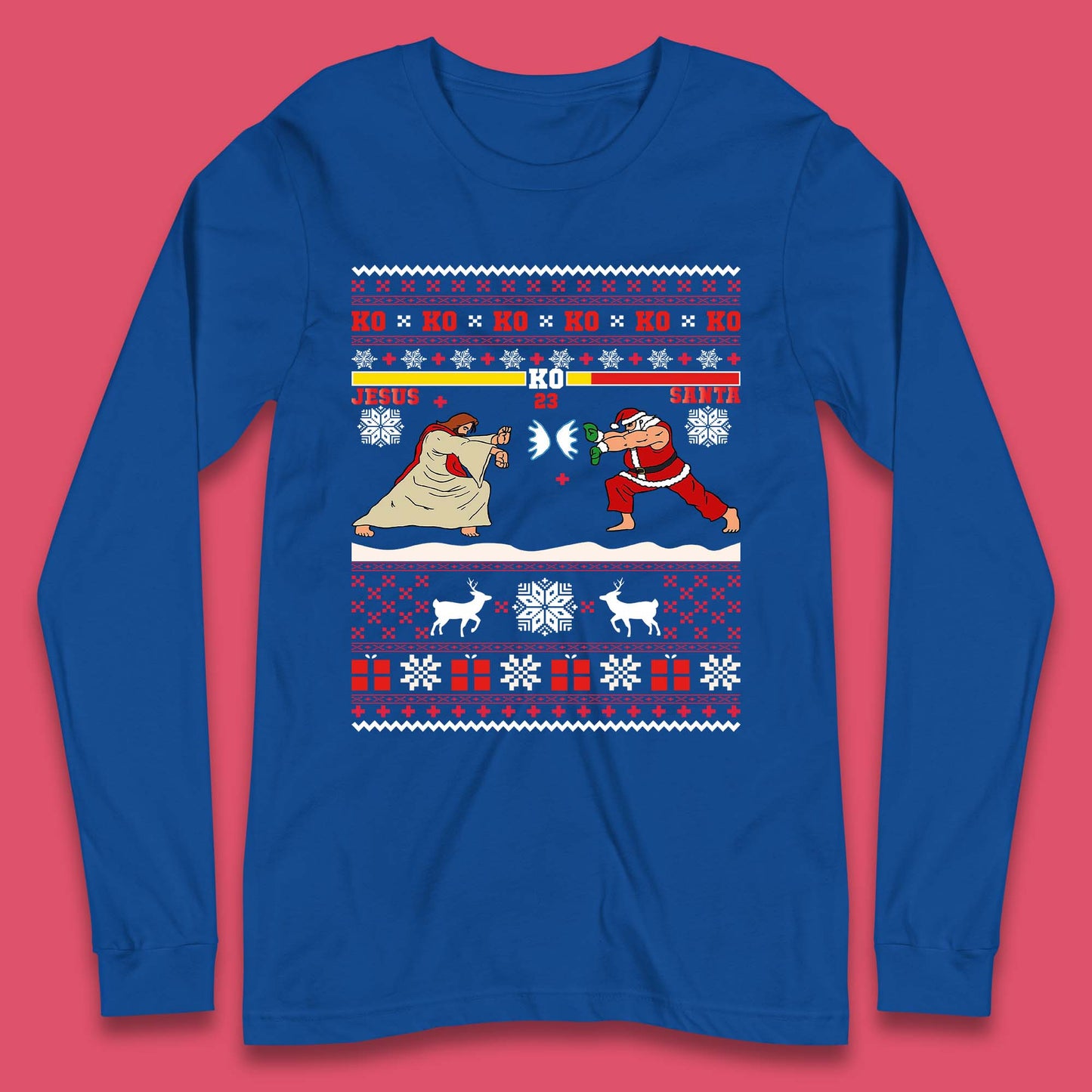 Jesus Vs Santa KO Christmas Long Sleeve T-Shirt