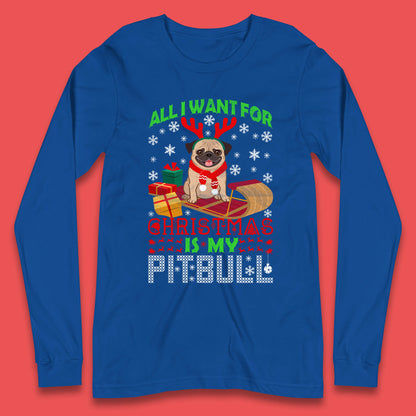 christmas pitbull long sleeve t shirt