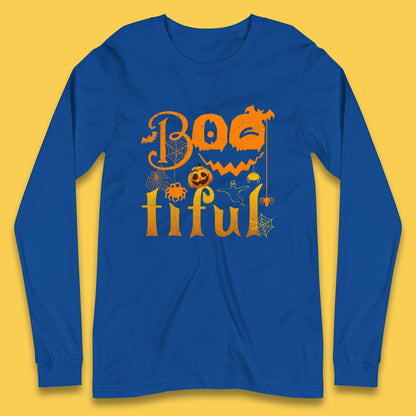 Bootiful Halloween Ghost Funny Boo Ghost Scary Spooky Season Long Sleeve T Shirt