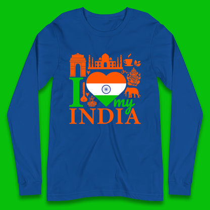 I Love My India Patriotic Indian Flag 15th August Independence Day Long Sleeve T Shirt