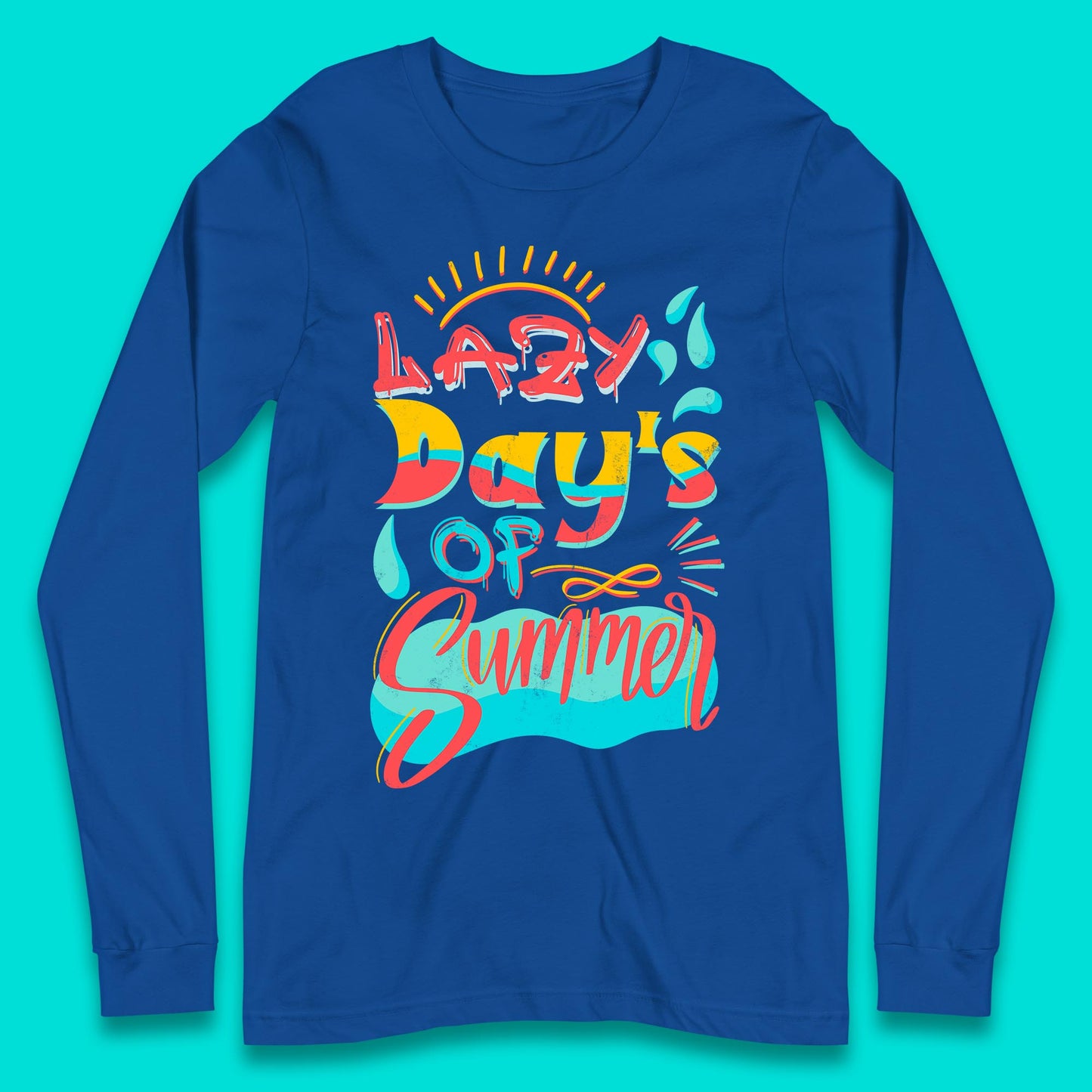 Lazy Days Of Summer Vintage Retro Sunset Surfer Beach Holiday Trip Long Sleeve T Shirt