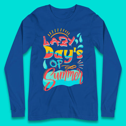 Lazy Days Of Summer Vintage Retro Sunset Surfer Beach Holiday Trip Long Sleeve T Shirt