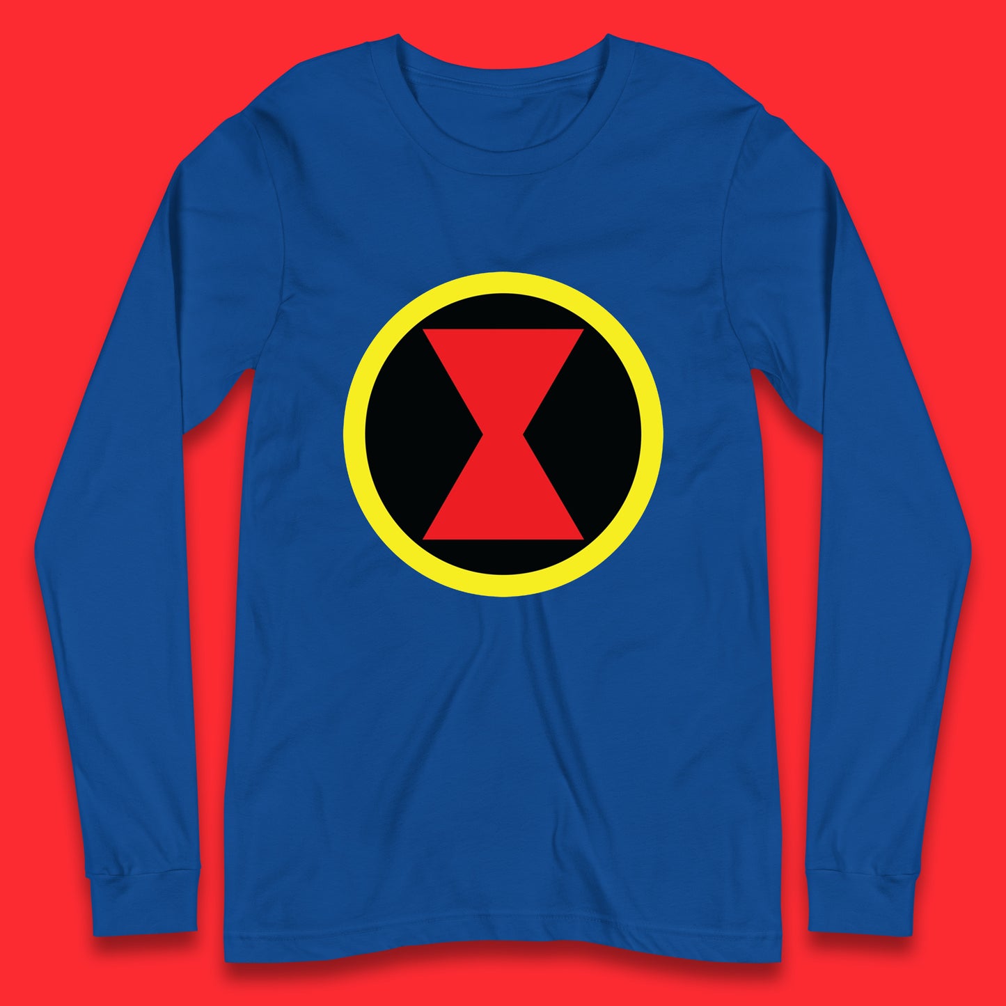 Black Widow Diy Black Symbol Logo Marvel Avengers Superhero Marvel Comics Gift for Marvel Fan Long Sleeve T Shirt