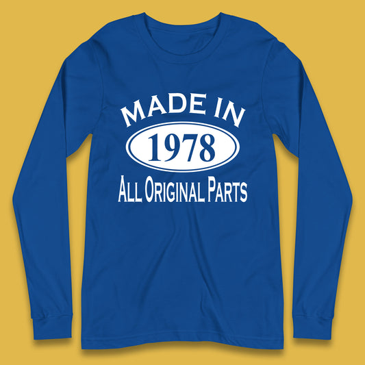 Made In 1978 All Original Parts Vintage Retro 45th Birthday Funny 45 Years Old Birthday Gift Long Sleeve T Shirt
