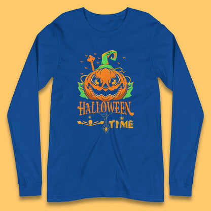 Halloween Time Scary Face Jack O Lantern Horror Pumpkin Halloween Scary Night Long Sleeve T Shirt