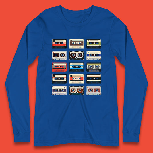 Vintage Cassettes Tapes Retro Rock Band Old School Music Lover Long Sleeve T Shirt