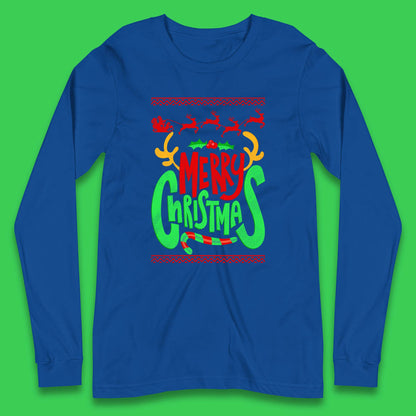 christmas reindeer antlers long sleeve t shirt
