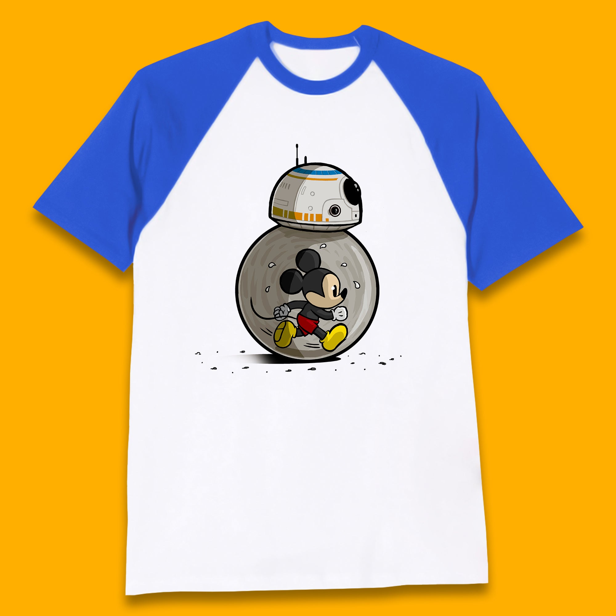 Disney Mickey Mouse BB-8 Funny Star Wars BB8 Running Mickey Disney Trip Star Wars 46th Anniversary Baseball T Shirt