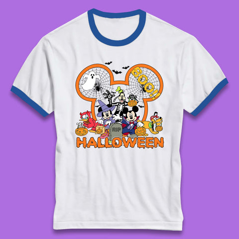 Disney Halloween Mickey Mouse Minnie Mouse Boo Ghost Friends Donald Duck Pluto Goofy Cartoon Disneyland Trip Ringer T Shirt