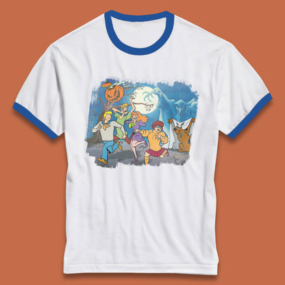 Scooby Doo & Gang Halloween Horror Scary Ghost Haunted Scary Night Ringer T Shirt