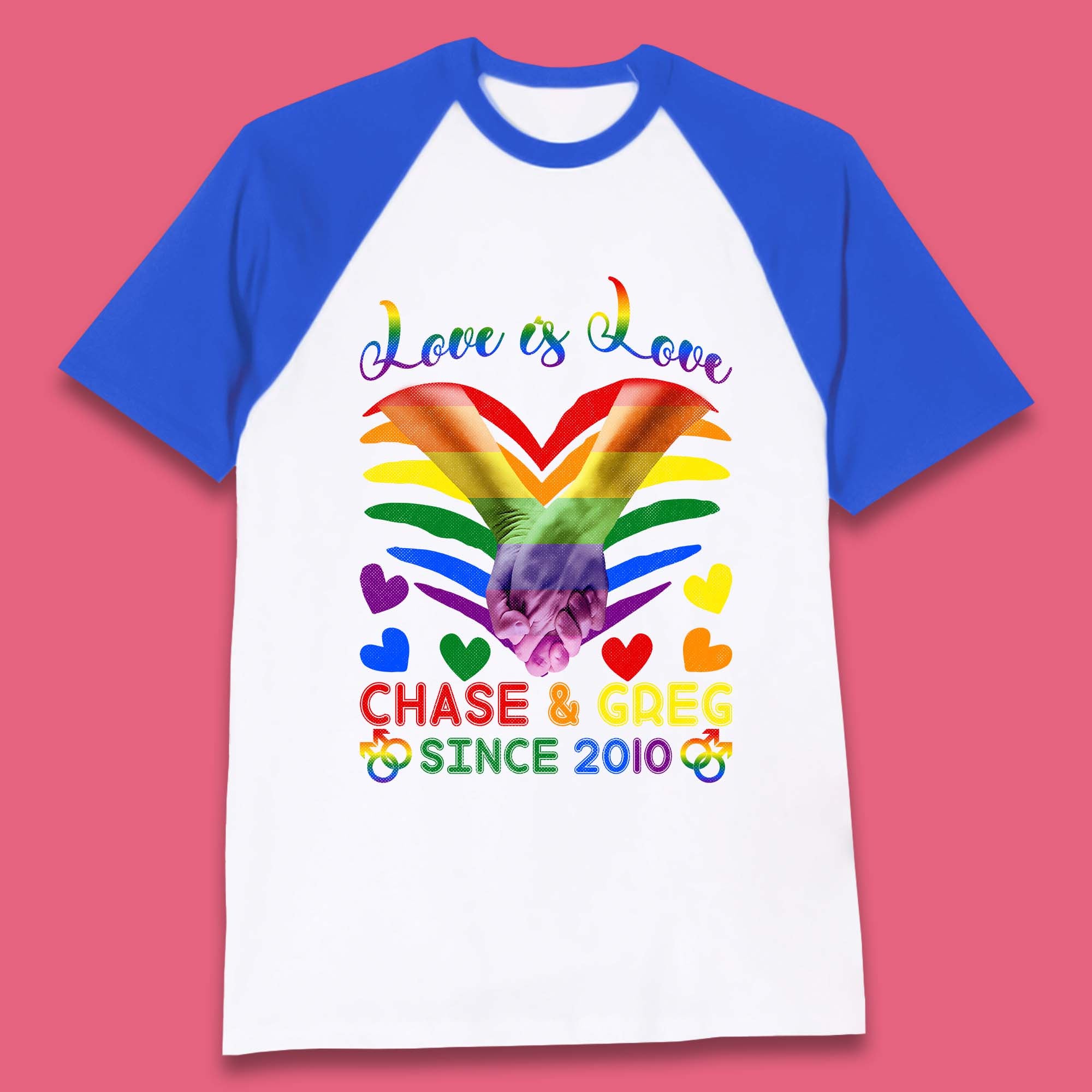 Personalised Lgbt Love Is Love Baseball T-Shirt