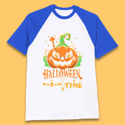 Halloween Time Scary Face Jack O Lantern Horror Pumpkin Halloween Scary Night Baseball T Shirt