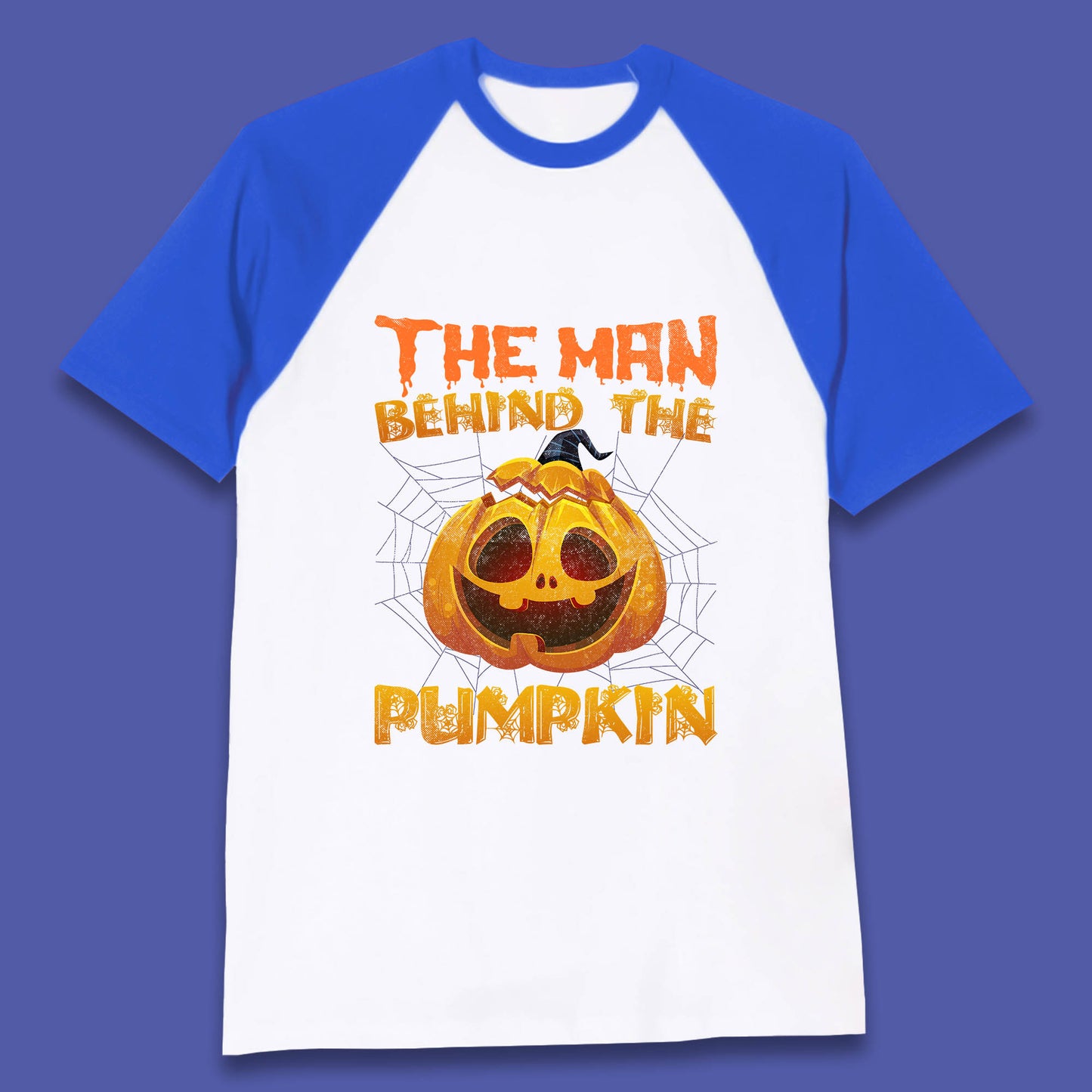 The Man Behind The Pumpkin Halloween Pregnancy Baby Announcement New Dad Gift Baseball T Shirt