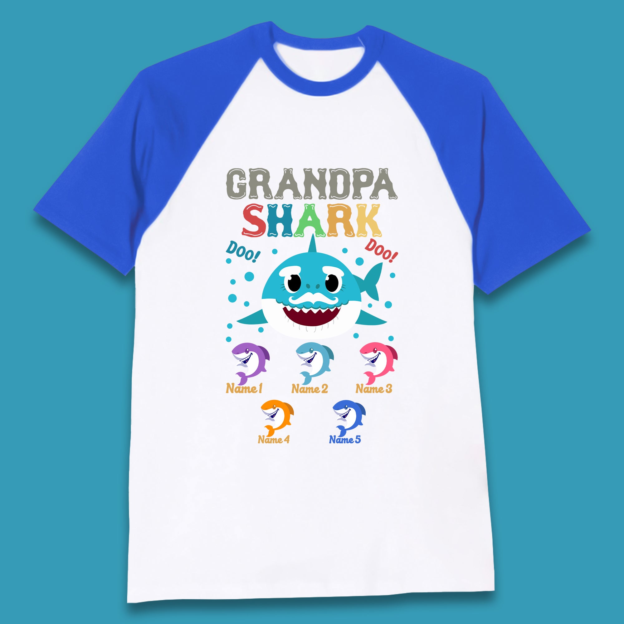 Personalised Grandpa Shark Baseball T-Shirt