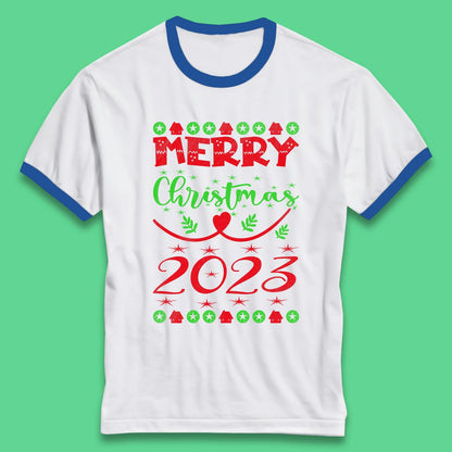 Merry Christmas 2023 Winter Holiday Xmas Festive Celebration Ringer T Shirt