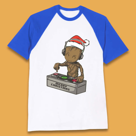 Baby Groot DJ Christmas Baseball T-Shirt