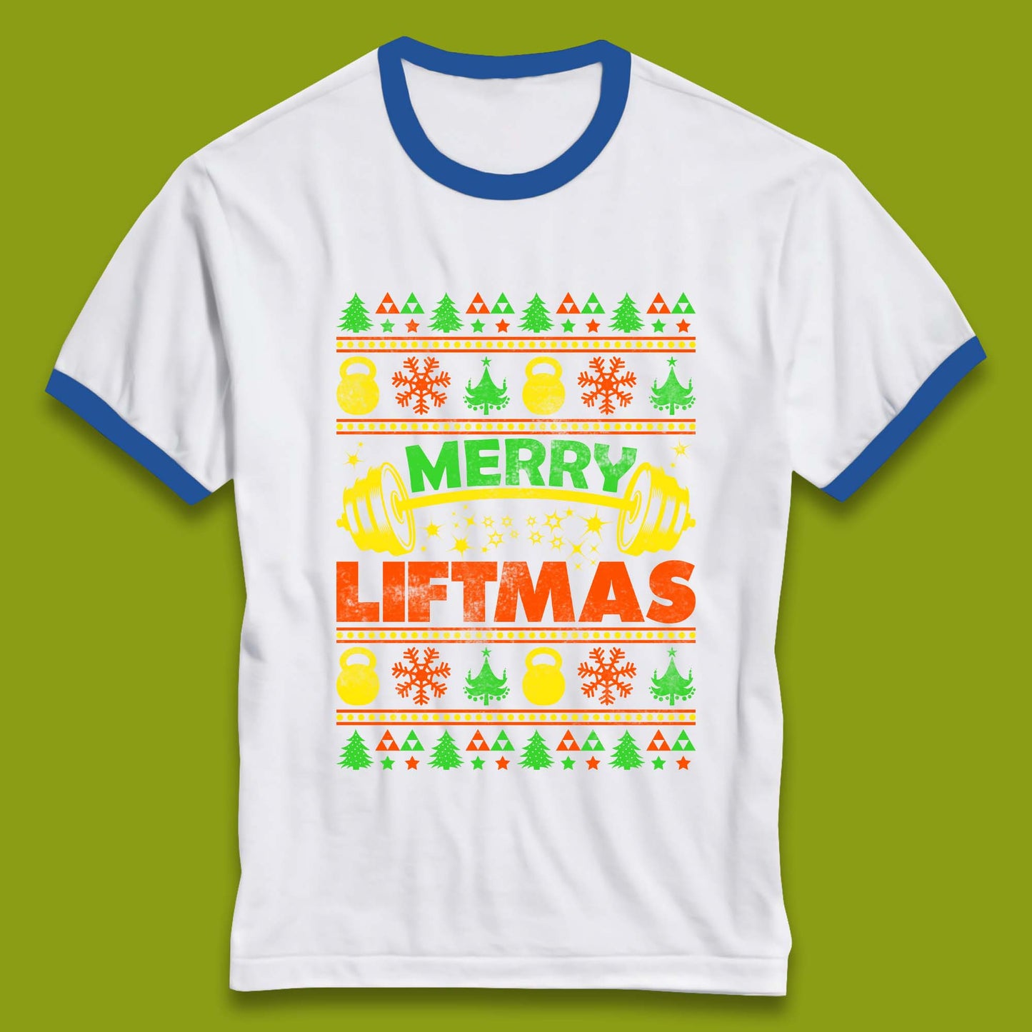 Merry Liftmas Christmas Ringer T-Shirt