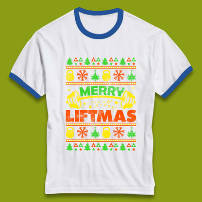 Merry Liftmas Christmas Ringer T-Shirt