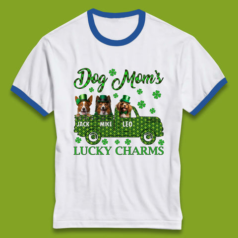 Personalised Dog Mom's Lucky Charms Ringer T-Shirt