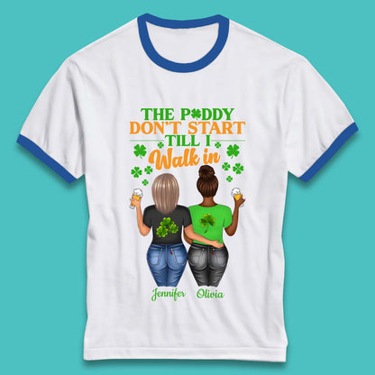 Personalised The Paddy Don't Start Till I Walk In Ringer T-Shirt