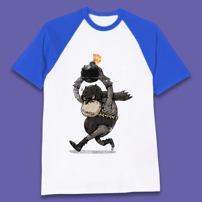 Old Batman Throwing Bomb Comic Book Art Aging Superhero DC Comics Fictional Character Baseball T Shirt