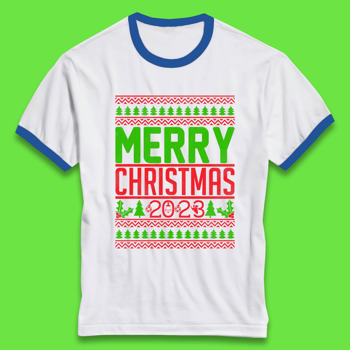 Merry Christmas 2023 Winter Holiday Festive Celebration Xmas Gift Ringer T Shirt