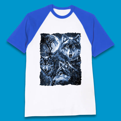 Wolf Family Howling 3 Wolf Moon Wild Free Wolves Three Gray Wolf Dog Animal The Mountain Baseball T Shirt