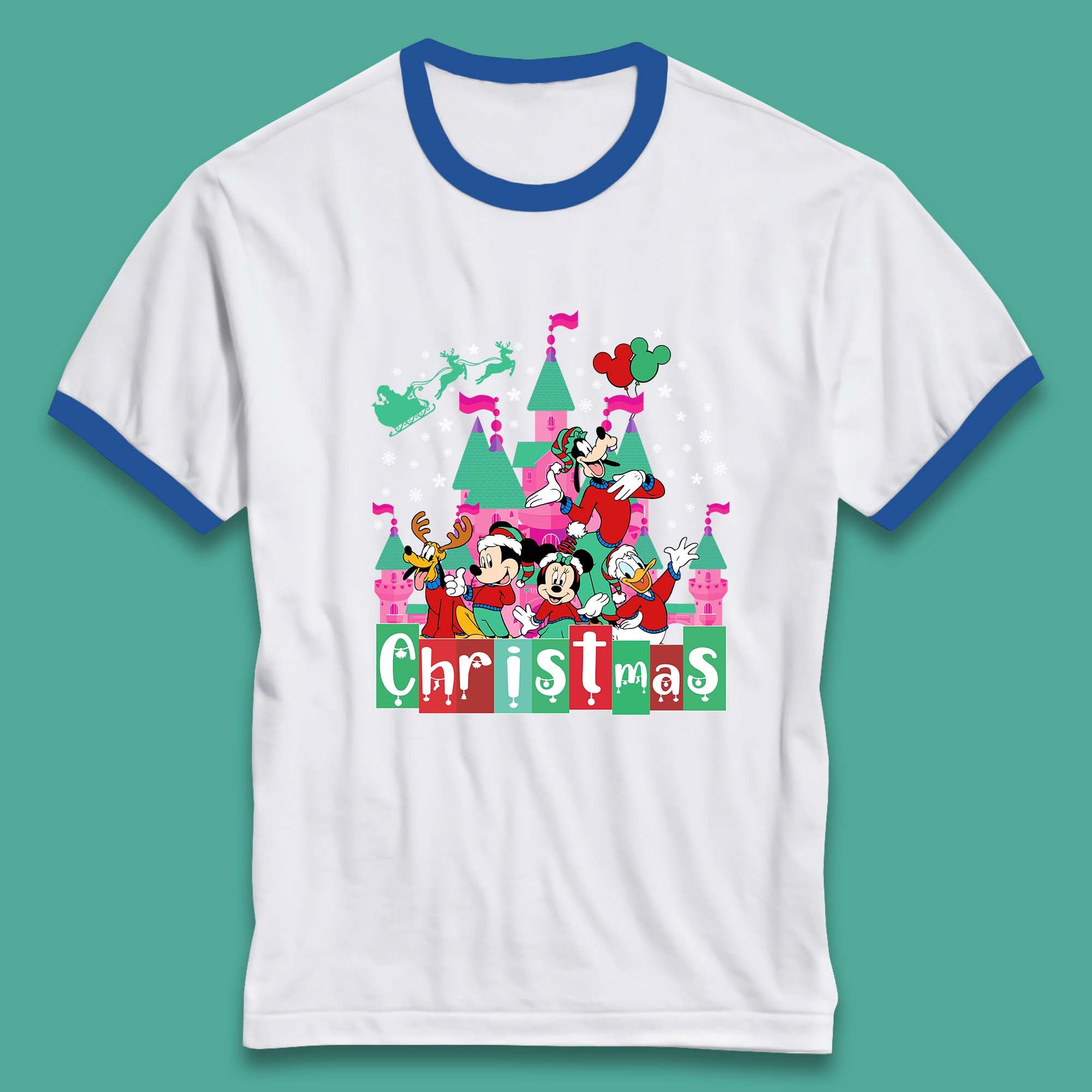 Christmas Disneyland Magic Kingdom Santa Mickey And Friends Xmas Holiday Disney Trip Ringer T Shirt