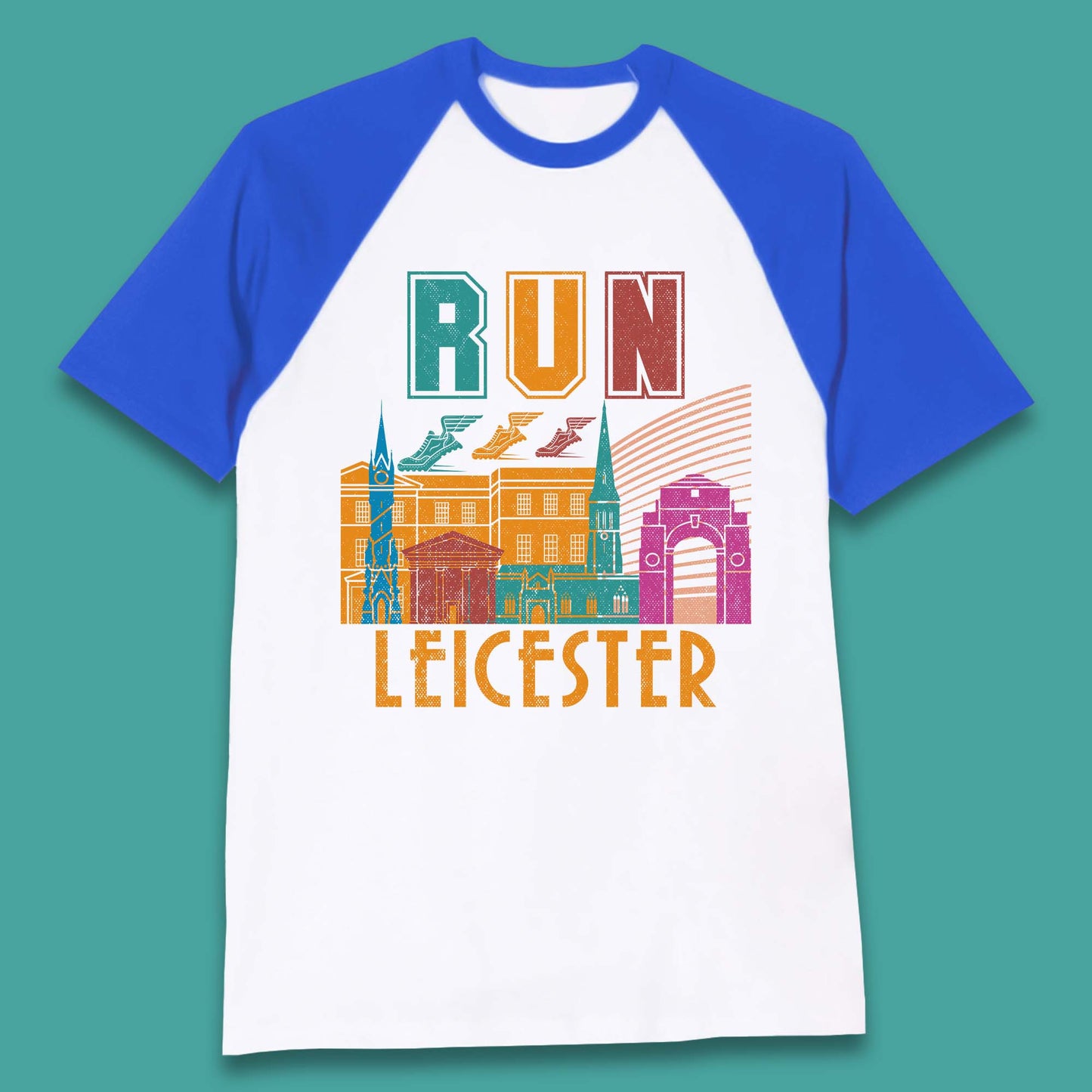Run Leicester Festival Leicester Skyline Souvenir Race Leicester Running Baseball T Shirt