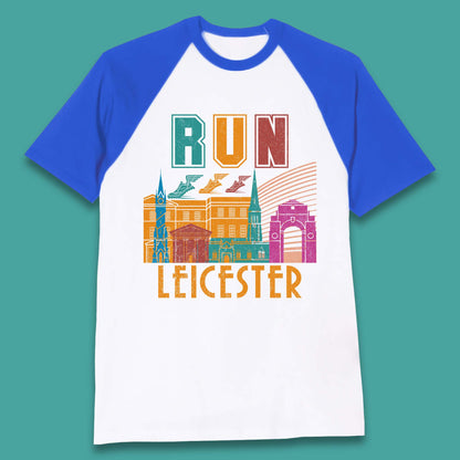 Run Leicester Festival Leicester Skyline Souvenir Race Leicester Running Baseball T Shirt