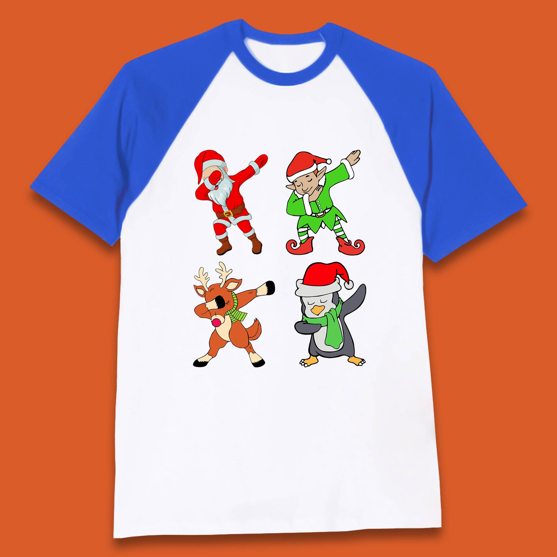 santa claus & friends dabbing baseball t-shirt