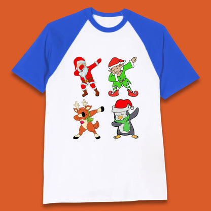 santa claus & friends dabbing baseball t-shirt