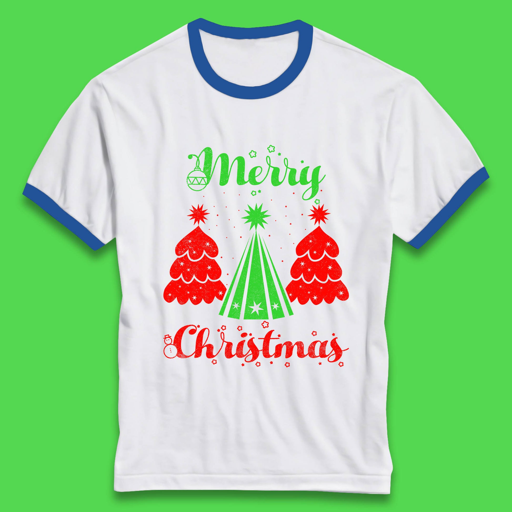 merry christmas tree ringer t shirt