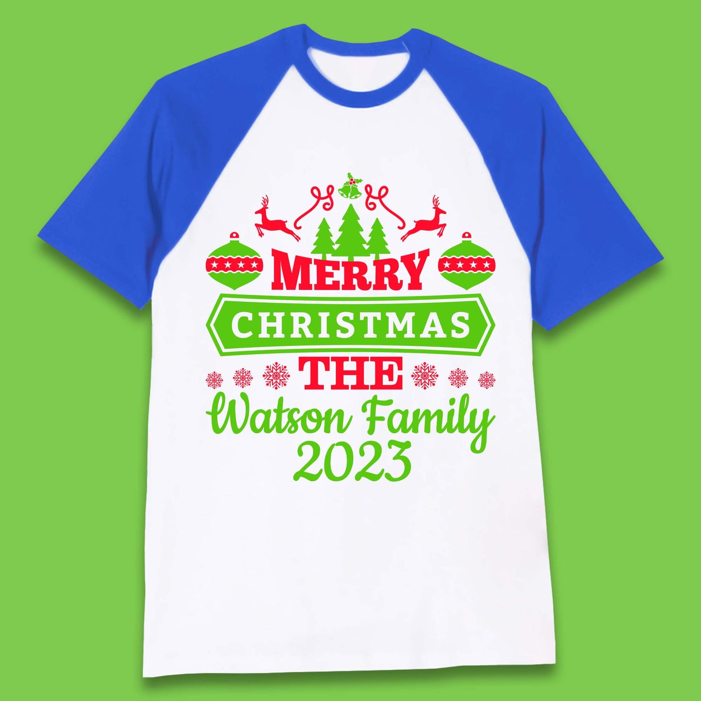 Personalised Family Christmas Baseball T-Shirt